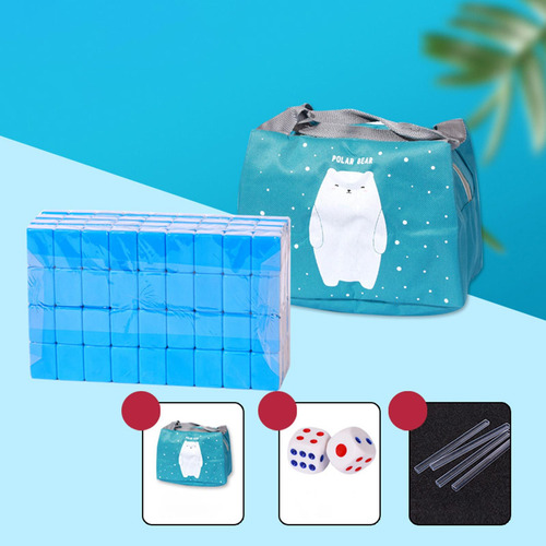 Juego De Mini Mahjong De Viaje, Carácter Chino Azul