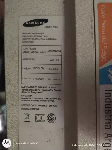 Aire Acondicionado Split Samsung 6000 Frigorias Muy Bueno!! - $ 52.000