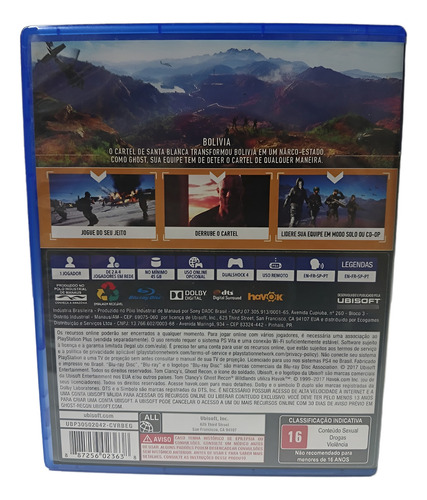 Tom Clancy's Ghost Recon Wildlands Mídia Física Ps4 (Usado)