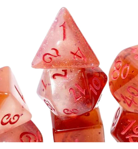 7 Piezas D4 D8 D10 D12 D20 Dados Acrílicos Rojo Blanco