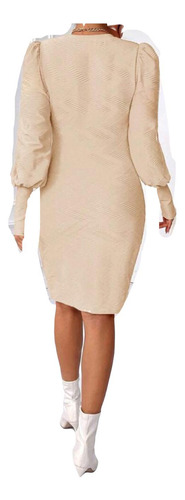 Vestido Ajustado Albaricoque Manga Farol