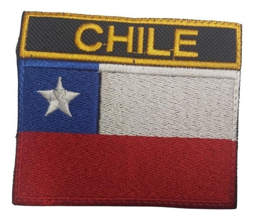 Parche Uniforme Bandera De Nombre Chile  Borde Dorado