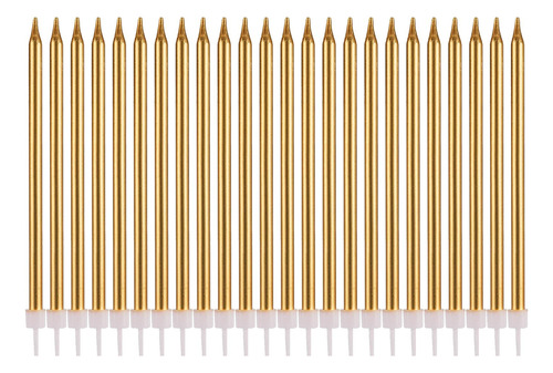 Vela Cumpleaño Dorada Larga Delgada Para Pastel Decoracion