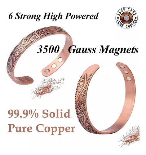 2 Pulsera Magnética Cobre Para Aliviar El Dolor La Artritis