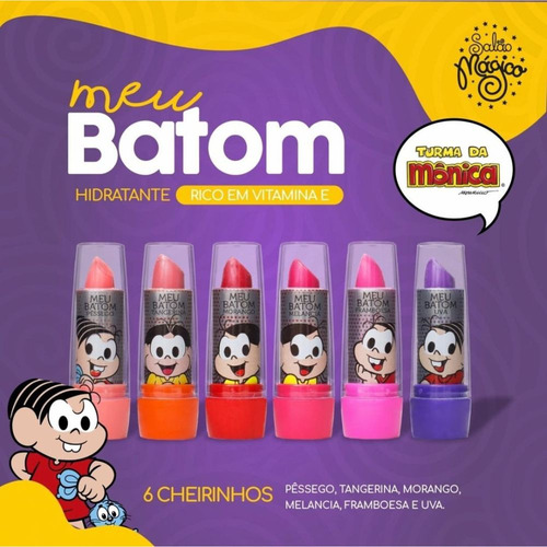 Kit 6 Batons Hidratantes Com Cheirinhos Turma Da Mônica