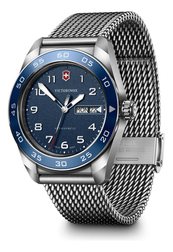 Victorinox, Reloj, Swiss Army Quartz, 42 Mm, Plata Plateado Plata Azul Marino