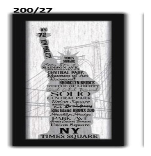 Quadro Decorativo New York Estatua Liberdade Frases Eua 60cm
