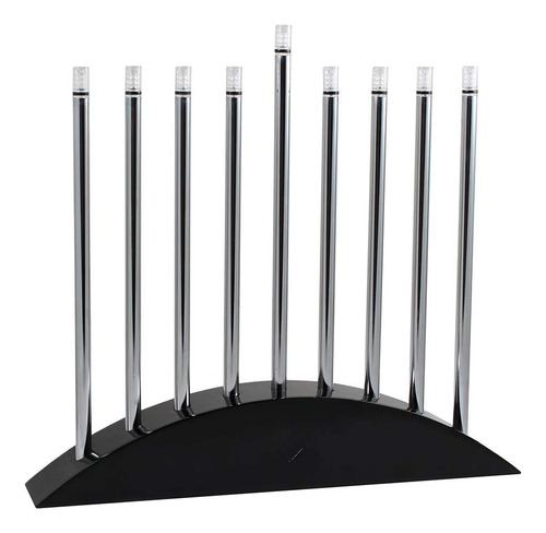 Menorah Zion Judaica Ltd Em-arch, Con Luz, Negro Y Plateado