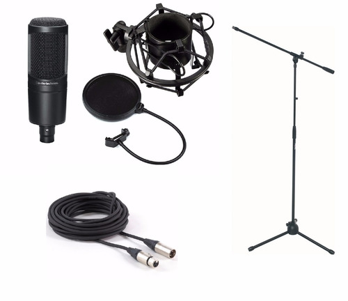 Kit Microfono Audiotechnica At2020 Grabacion Estudio Filtro