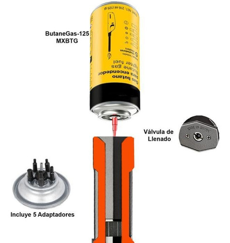Antorchas Recargables De Gas, Mxlpg-003, 3 Pzas, Naranja/neg