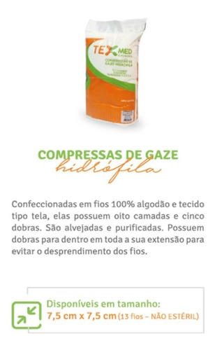Imagem 2 de 3 de Compressa De Gaze Hidrófila 13 Fios Não Estéril 300g