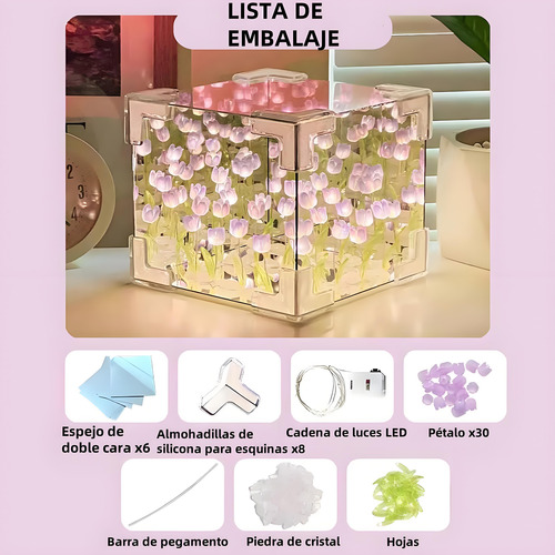 Diy Espejo Led Cube Tulipanes Lamparas Led Lamparas De Noche