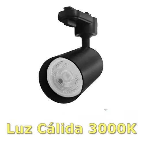 Pack 3 Focos Luz Cálida Con Riel Negro 1mt Para Cielo/techo