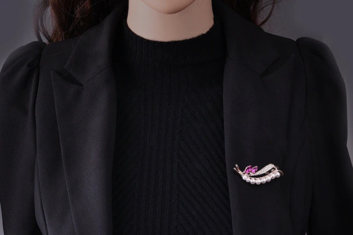 Broche Con Perlas Pin Grabado Con Cristal Austriaco Elegante