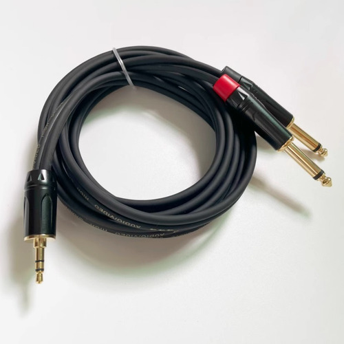 Cable De Audio De Plug Trs 3.5mm A Dual Plug 6.5mm 2m