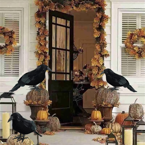 Pequeña Simulación Realista Decoración Modelo Cuervo Negro