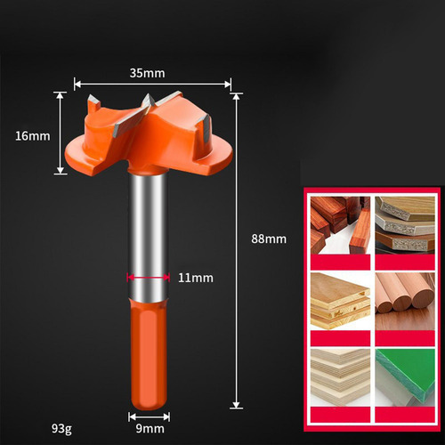 Broca De Perforación De Bisagra De Vástago 88mm Naranja