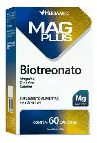 Mag Plus Biotreonato Herbamed 60 Cápsulas Sem Sabor