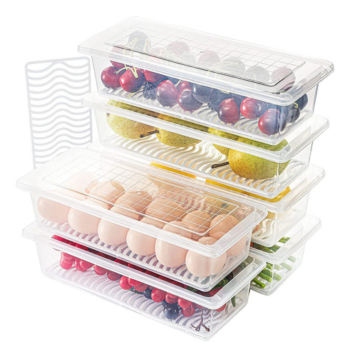 Paquete De 6 Contenedores Para Guardar Frutas, Refrigerador,