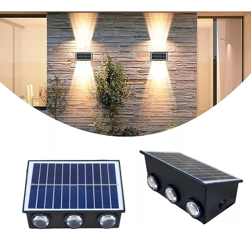 Lampara Led Solar Color Cálido De Pared Con 6 Ojos Automatic