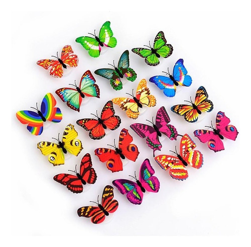 20pcs Mariposa Pegada Led Lámpara Decorativa De Pared .