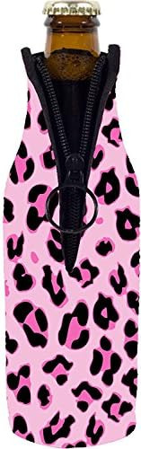 Botella De Cerveza Con Estampado De Leopardo Coolie (1, Rosa