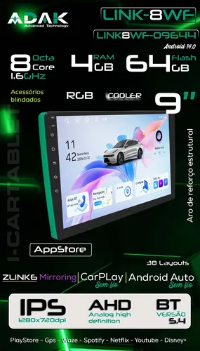 Multimidia 9p Adak Fiorino Android 4gb 64gb Octacore Carplay