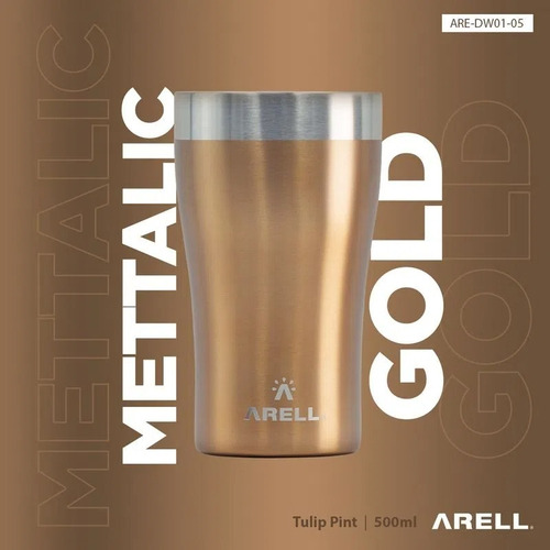 Copo térmico Arell Copo Térmico Sem Tampa cor metallic gold 500mL