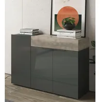 Comprar Aparador Para Salón Priux 3 Puertas 1 Cajón   Negro\u002Fceniza