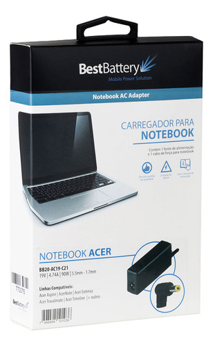 Fonte Carregador Para Notebook Acer Aspire 3-a315-51-39yy -
