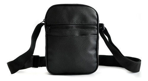 Cartera Bandolera Morral Amplio Cuero Ecológico Negro  