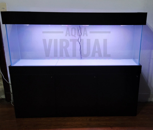 Mueble Acuario 150x50x30 Mainar Con Tapa En Madera Y Leds