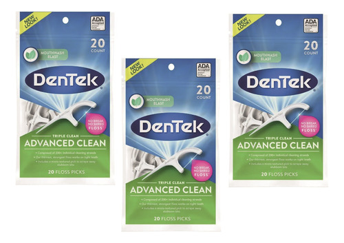 Hilo Dental Con Mango Dentek Advanced Clean X20 Pack X3