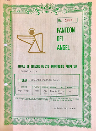 Imagen 1 de 1 de Osario En Mausoleos Del Angel. Para Cuatro Urnas.perpetuidad