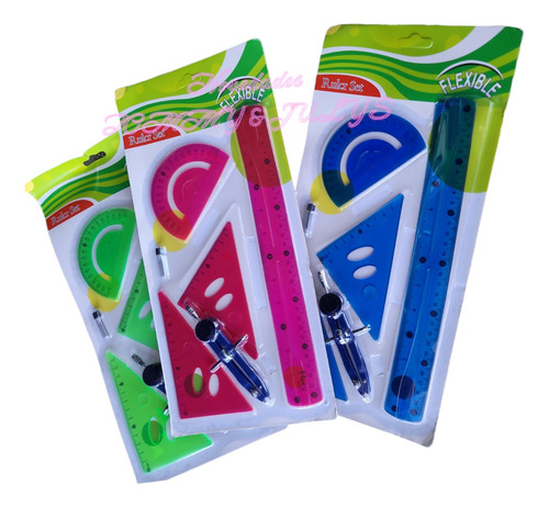 Juego Geométrico Flexible Grande Irrompible Colores 6 Piezas