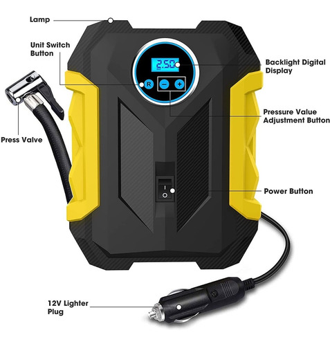 Imagen 2 de 8 de Compresor De Aire Digital Para Coche Auto, Bomba Infladora