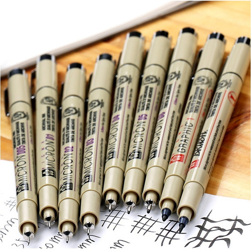 Imagem 3 de 4 de 9x Kit Caneta Artistica Pigma Graphic Brush Ponta Pincel