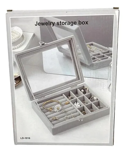 Joyero Caja Exhibición Estuche Organizador De Joyas Ld-1016 Color Gris