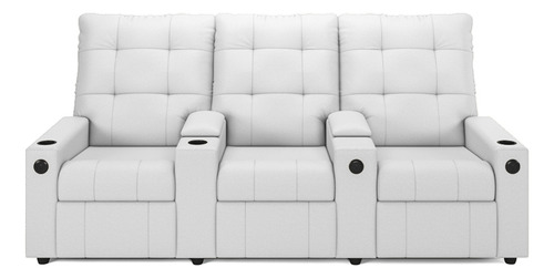 Poltrona Reclinável Para Cinema Parma 3l Baú Usb Pu Cor Branco