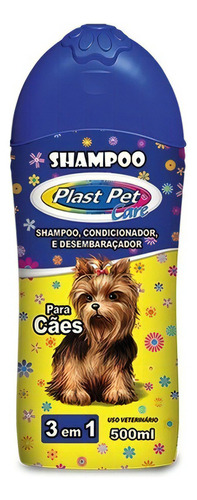 Shampoo 3 Em 1 Plast Pet Care Desembaraçador 500ml