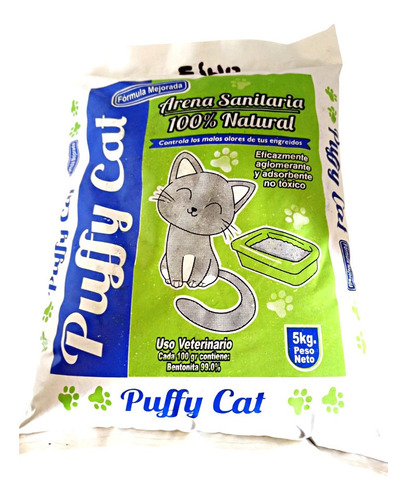 Arena Sanitaria Para Gatos 100% Natural Puffy Cat 5kg