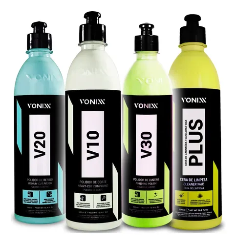 Kit Vonixx Polidores Automotivos Corte Refino Lustro + Cera