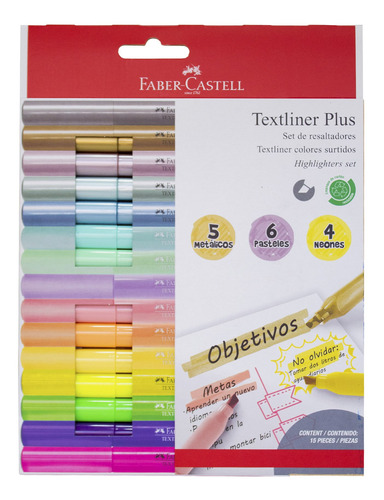 Destacador Textliner Plus Faber-castell X15 Colores