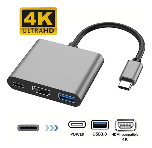 Adaptador Usb 3 En 1 Para Dispositivos Usb-c Gris