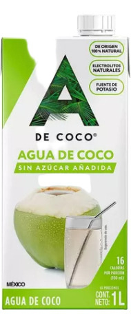 Agua De Coco Natural Sin AzĂșcar 1 Lt A De Coco