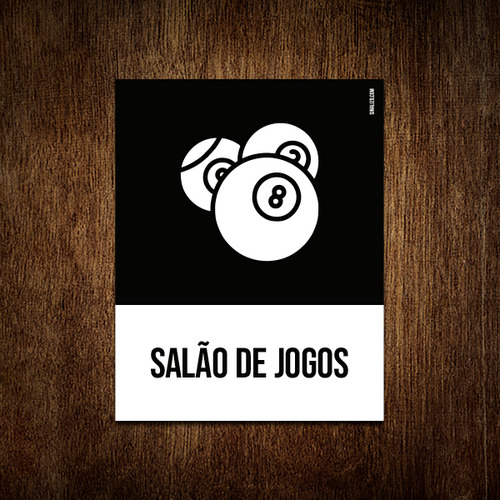 Placa Sinalização Ícone - Salão De Jogos 27x35