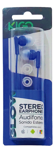 Audifonos Manos Libres Marca Kigo 1.2 M Color Azul