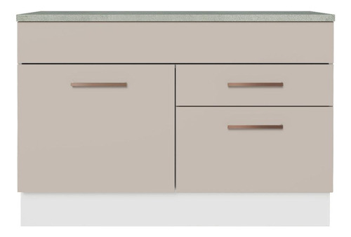 Gabinete Bajo Cocina Madesa Agata 120cm Con Encimera Bc Color Blanco/Crema