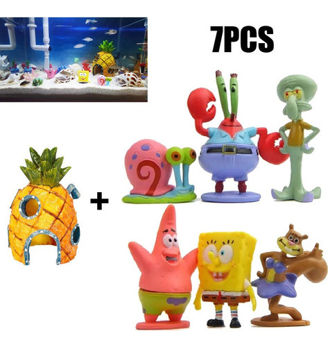 . Kit De Enfeites Para Aquário Mini Bob Esponja Calça