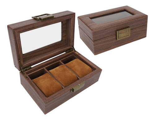 Vitrina De Madera Para Reloj De Madera Con 3 Ranuras, Bisagr
